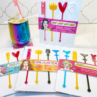 Stir Stick: Pop Life, Beverage Mixing Sticks for the Bride - Pack of 6