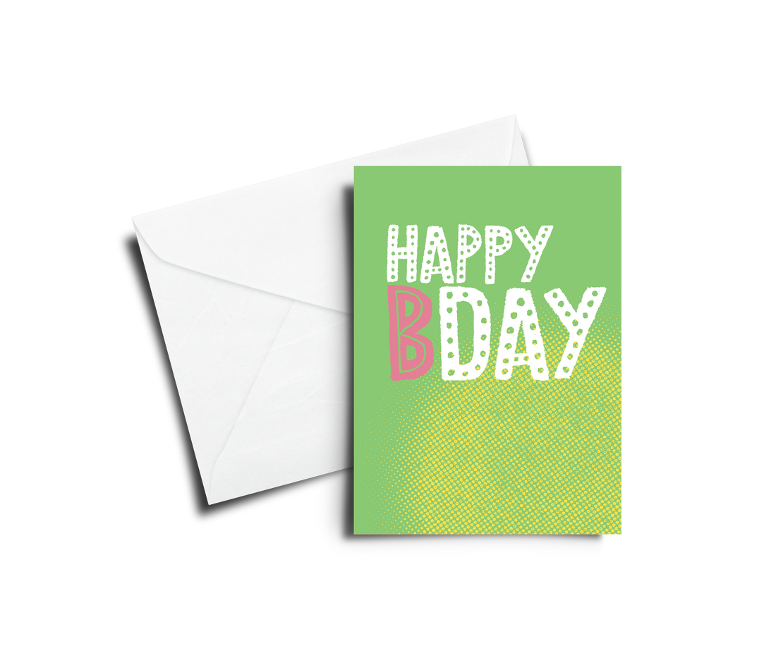 Greeting Card: Happy BDay - Green - Pack of 6
