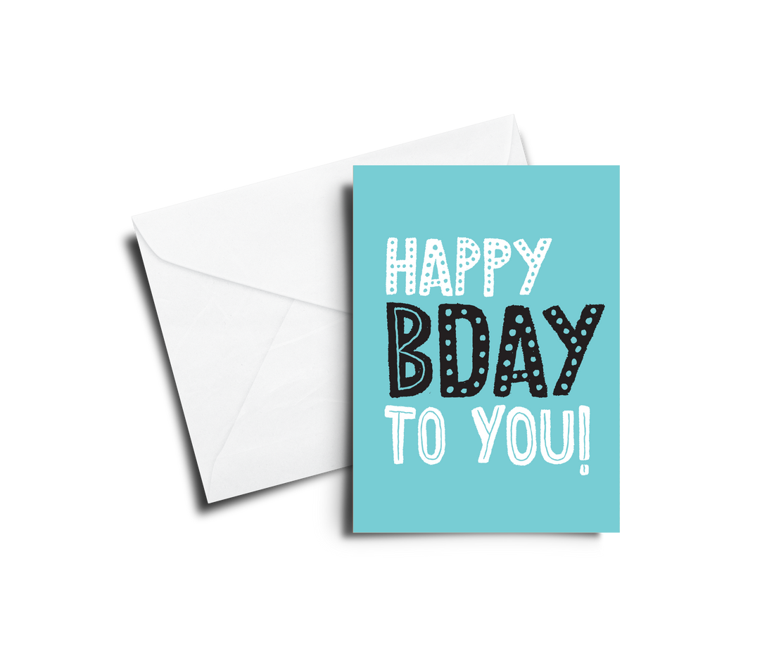 Greeting Card: Happy BDay - Light Blue - Pack of 6
