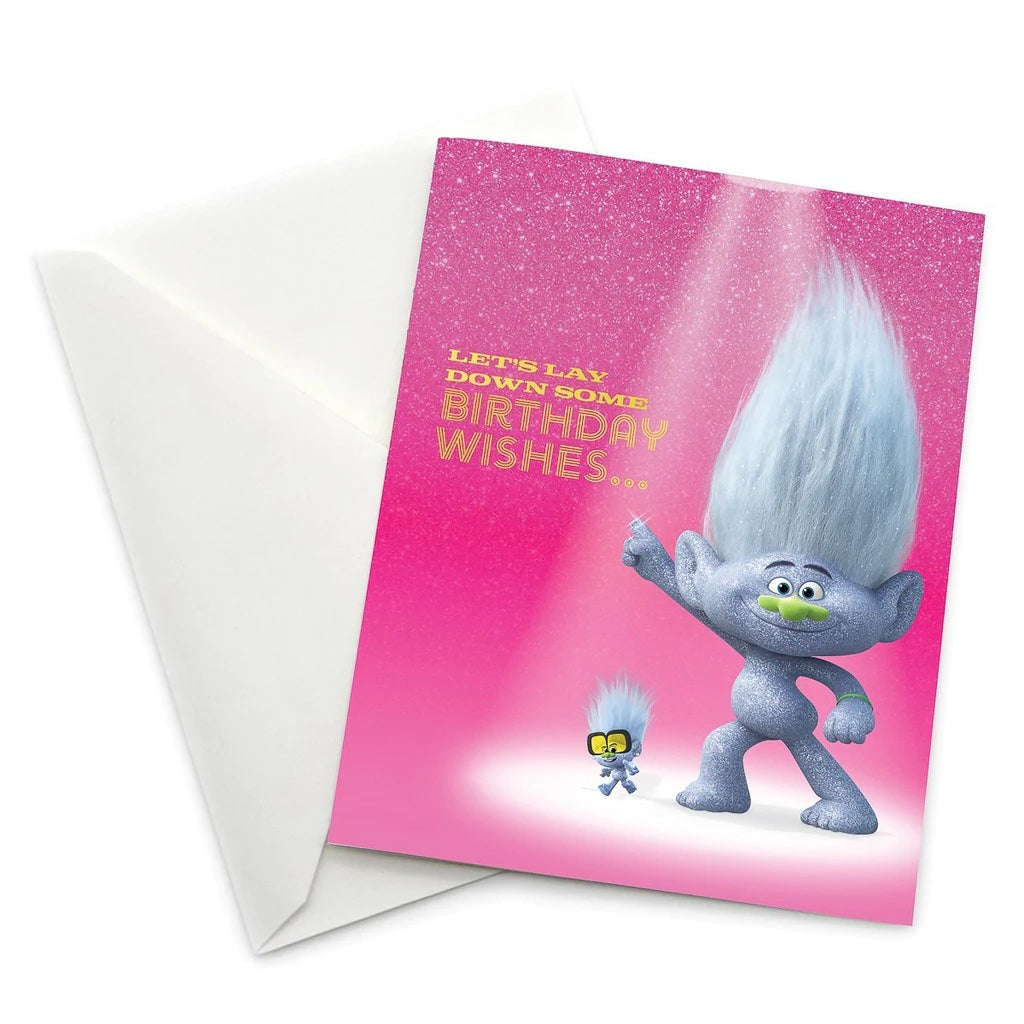 Greeting Card: Trolls, Guy and Tiny Diamond Let's Lay Down Some Birthday Wishes... - Pack of 6