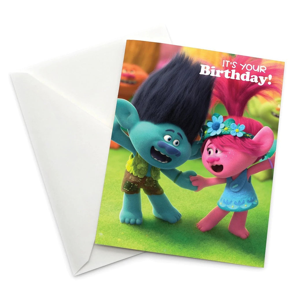 Greeting Card: Trolls, Branch and Queen Poppy It's Your Birthday! - Pack of 6