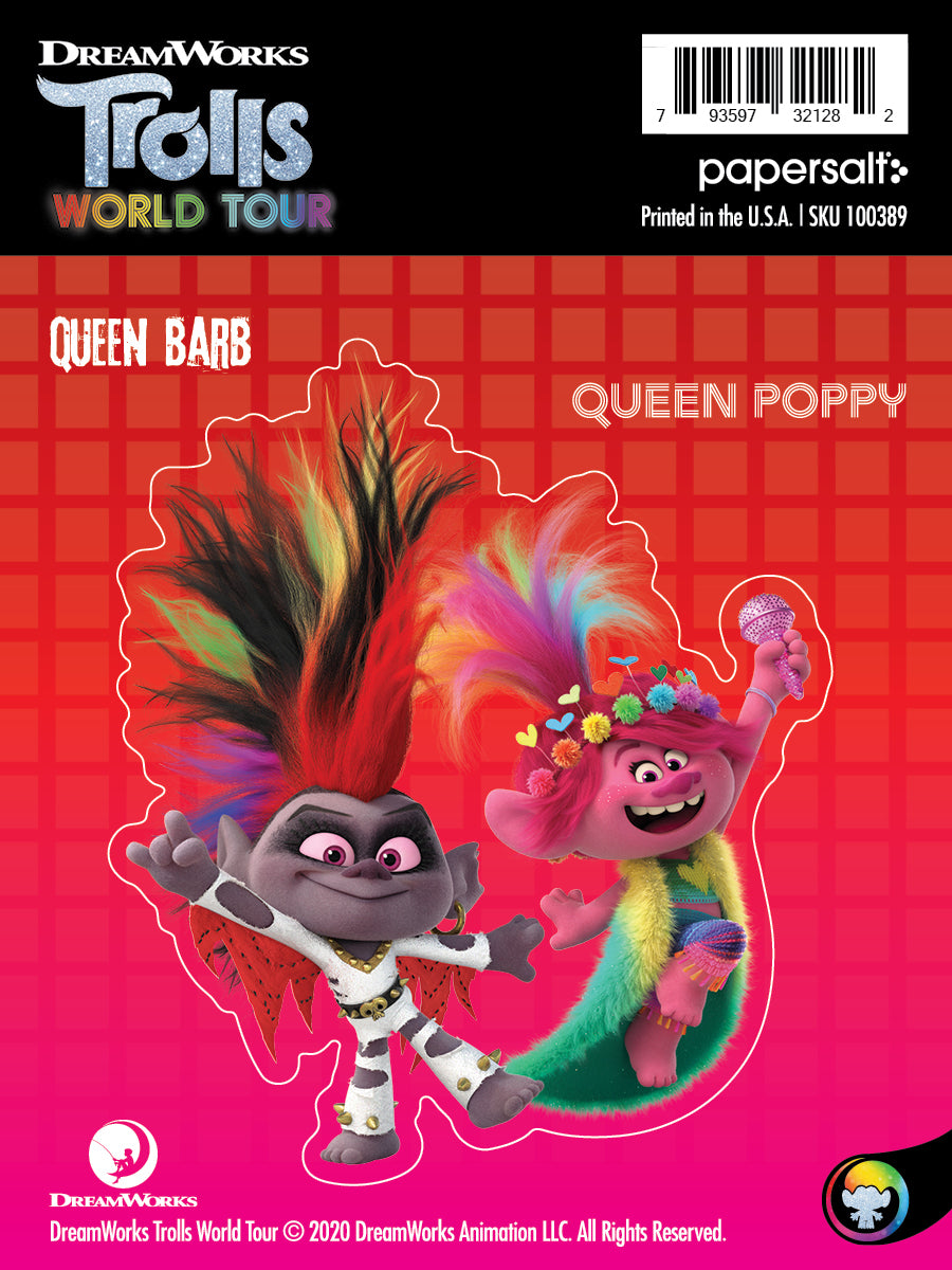 Sticker: Trolls, Queen Barb and Queen Poppy - Pack of 25