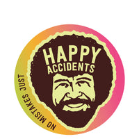 Sticker: Bob Ross, "Happy Accidents" - Pack of 25