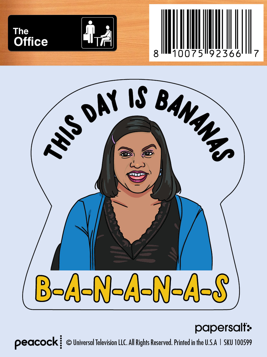 Sticker: The Office, This Day is Bananas - Pack of 25