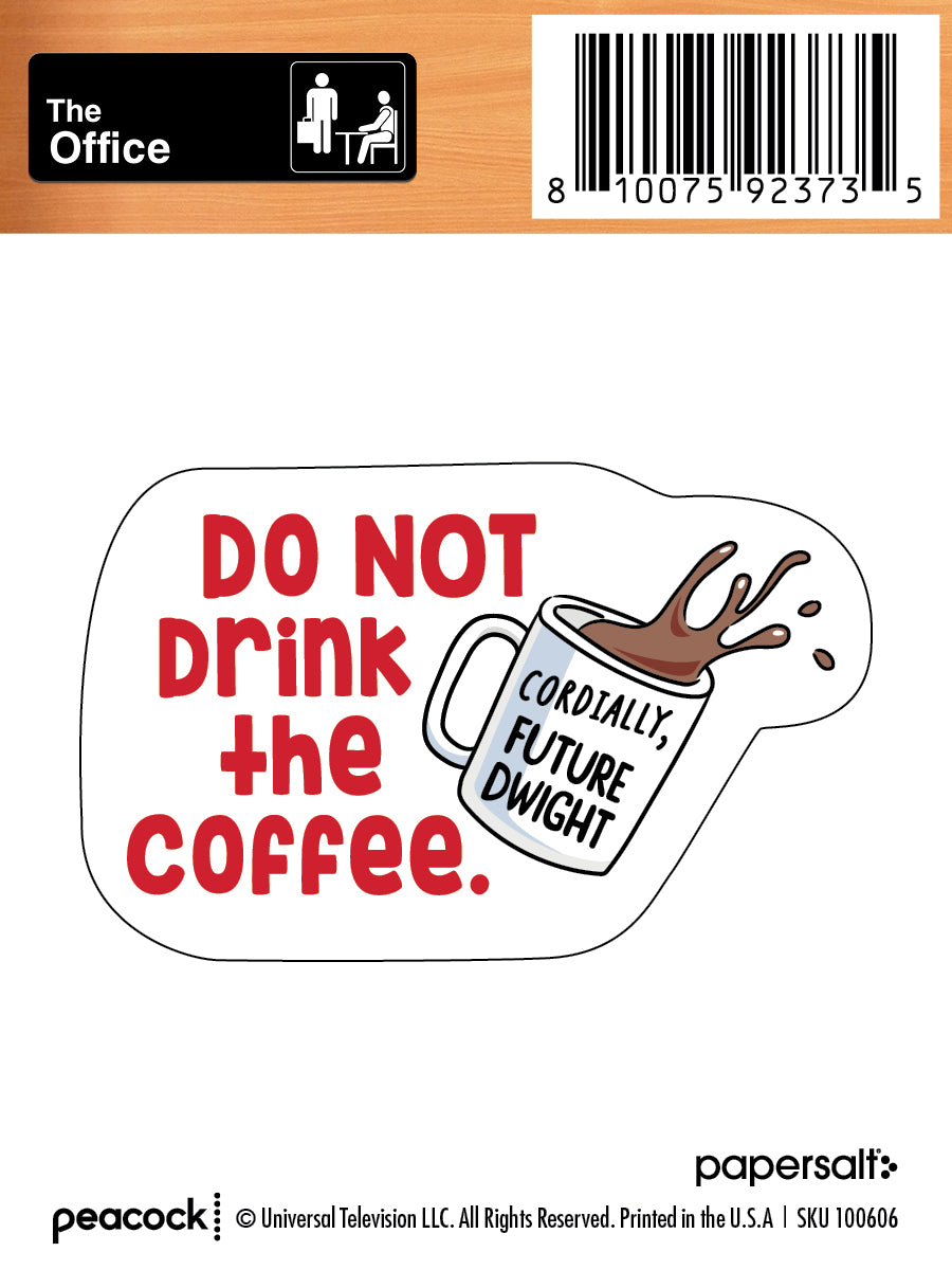 Sticker: The Office, Do Not Drink the Coffee - Pack of 25