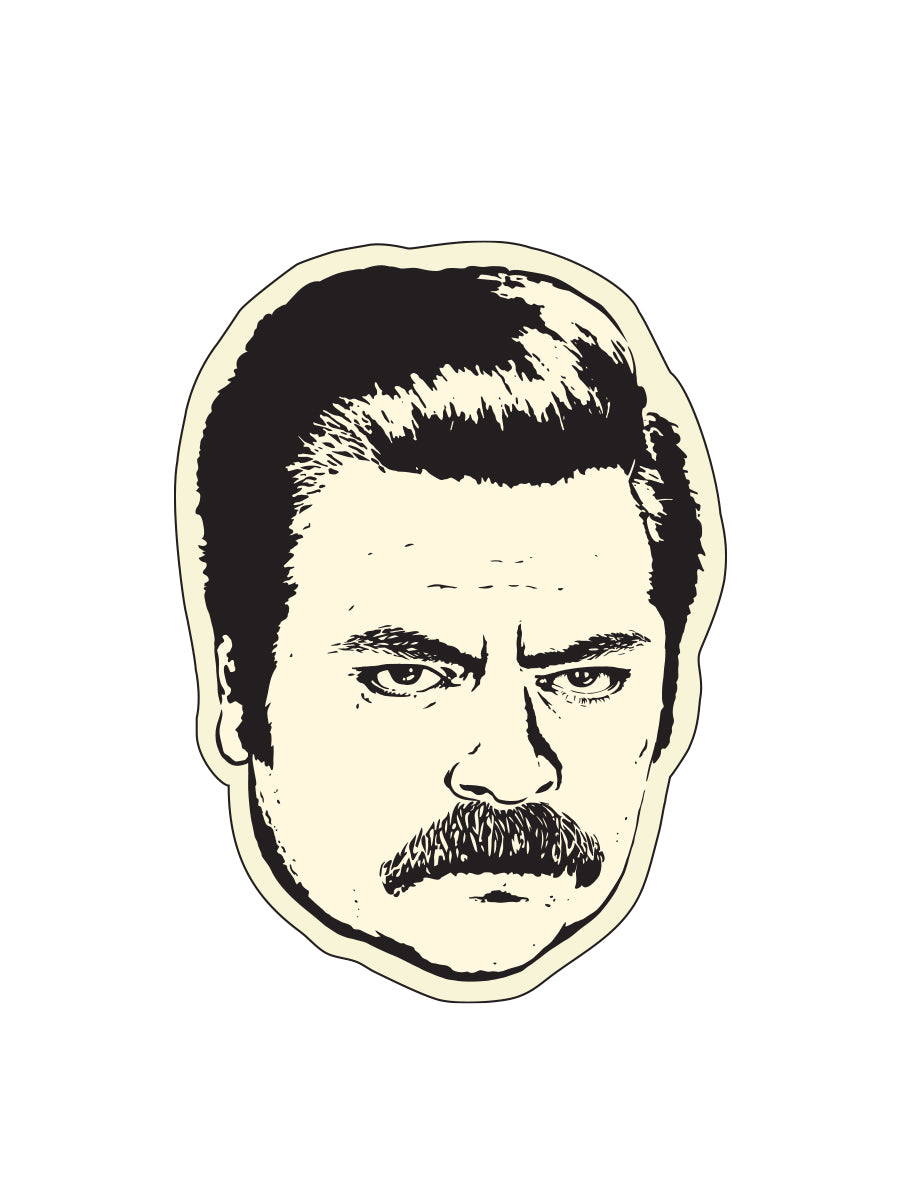 Sticker: Parks and Rec, Ron Swanson Head - Pack of 25