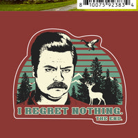Sticker: Parks and Rec, I Regret Nothing - Pack of 25