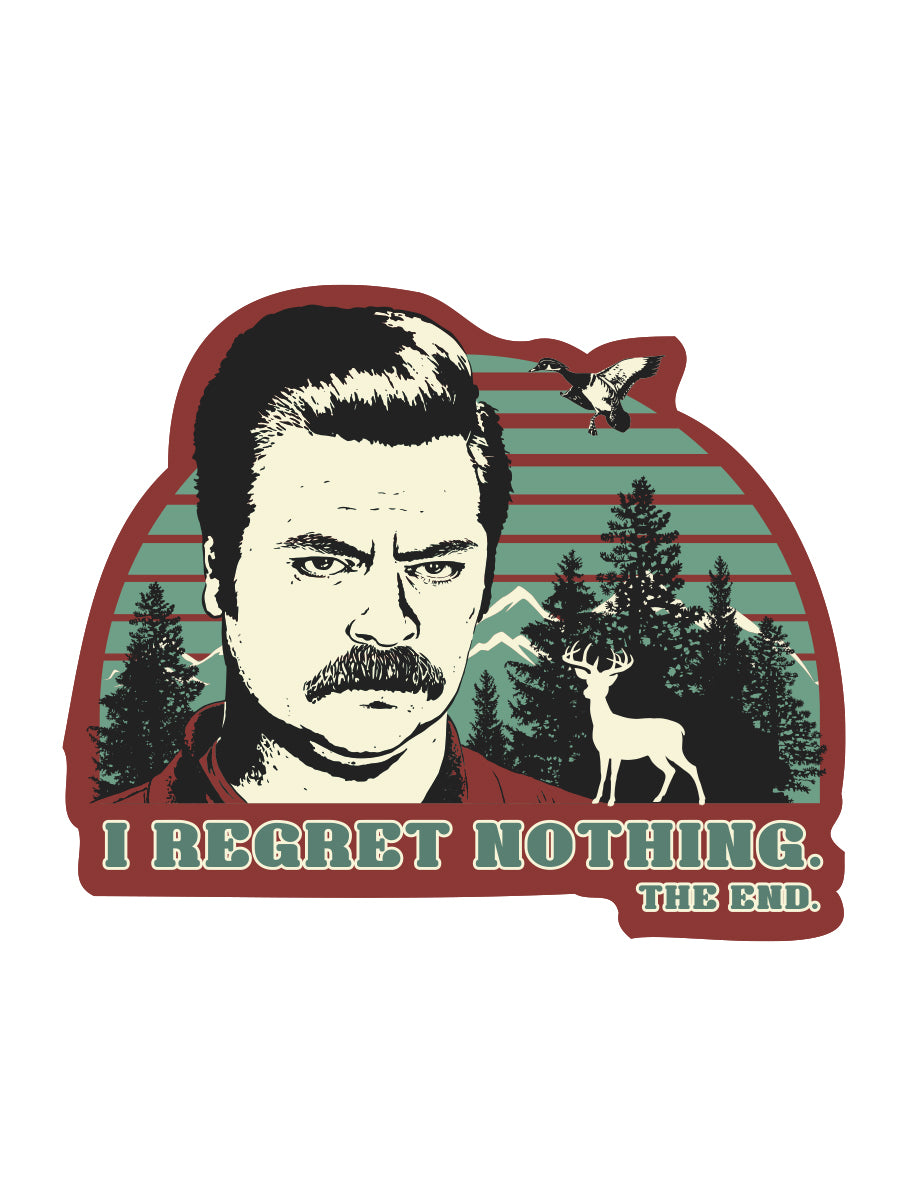 Sticker: Parks and Rec, I Regret Nothing - Pack of 25