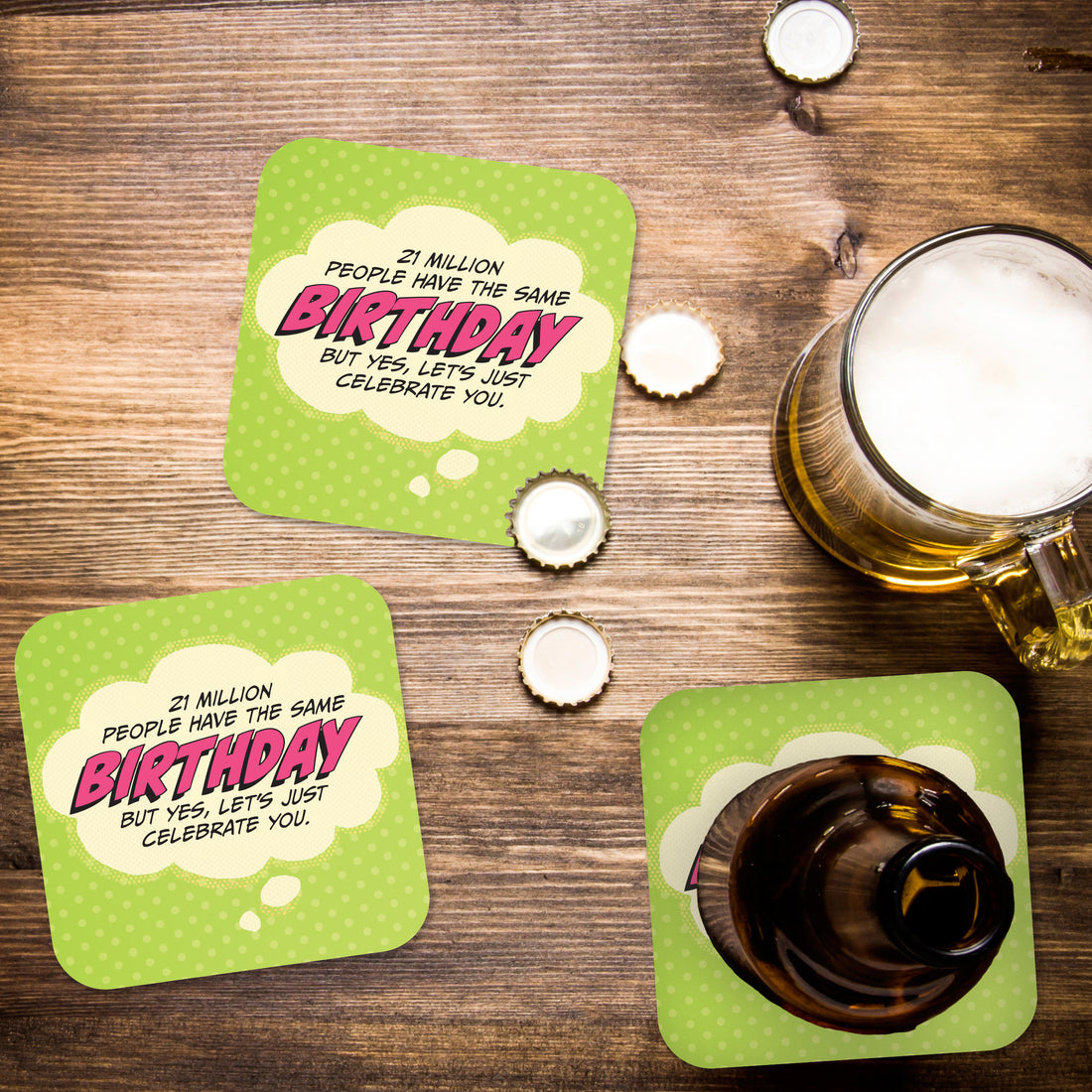 Coaster: Pop Life, 21 Million People Have the Same Birthday - Pack of 6