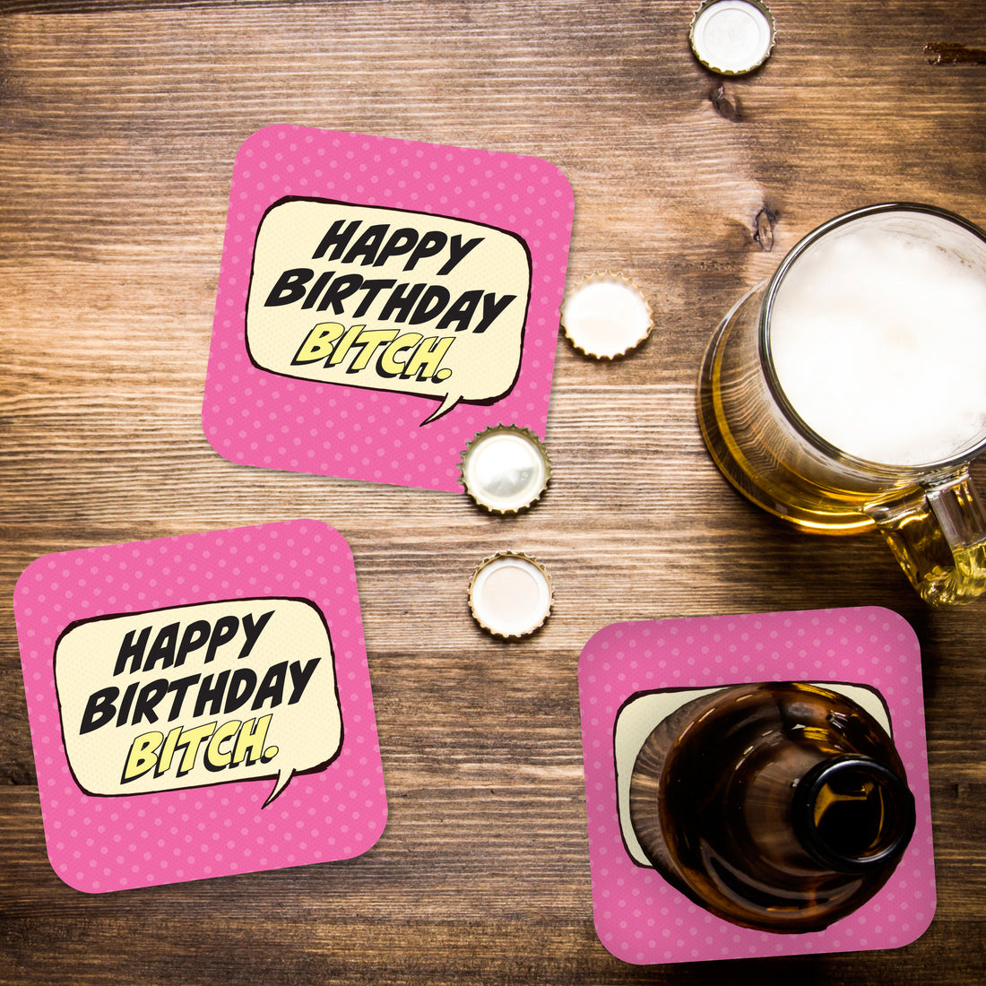 Coaster: Pop Life, Happy Birthday Bitch - Pack of 6