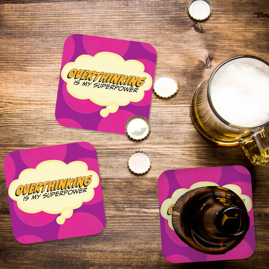 Coaster: Pop Life, Overthinking is my Superpower - Pack of 6