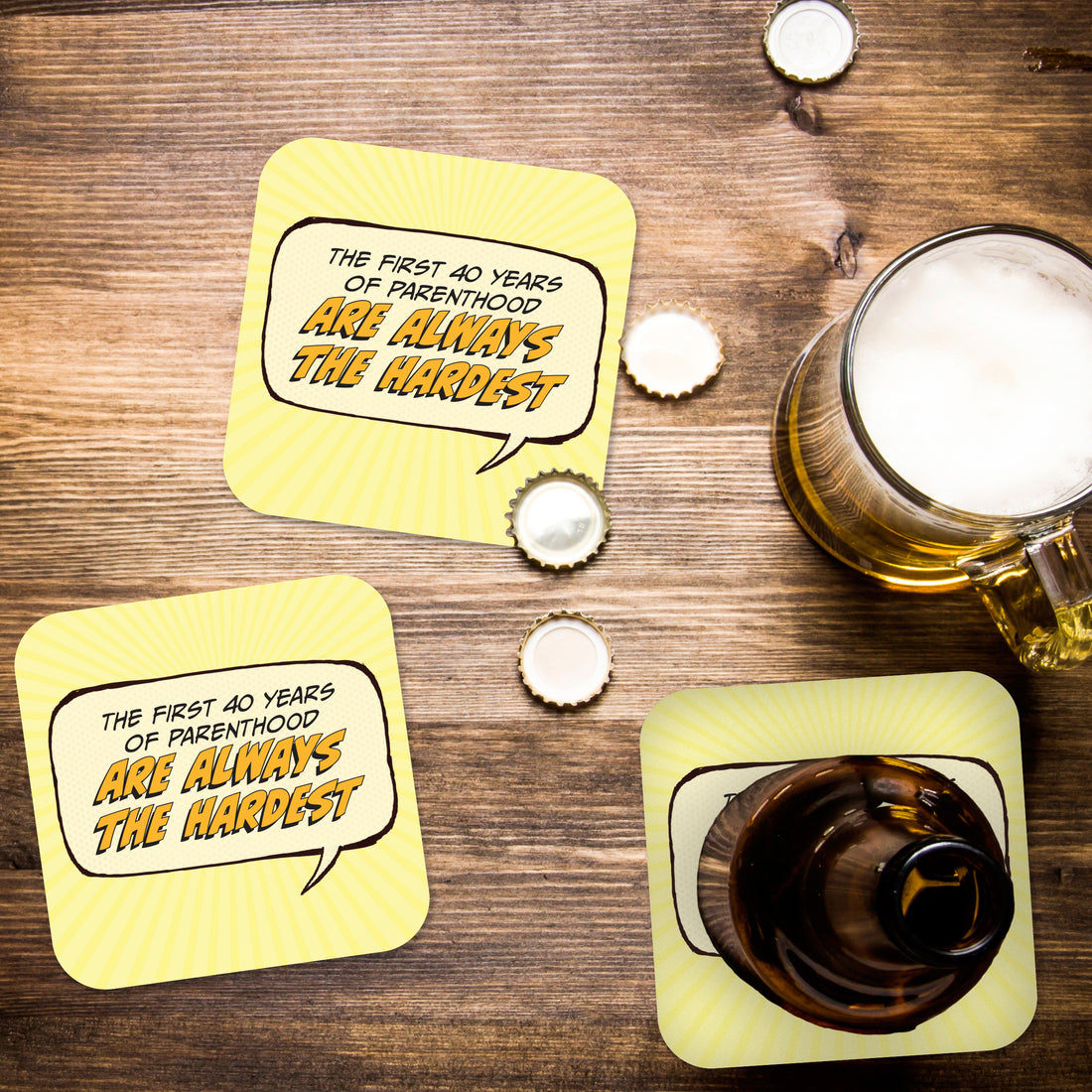 Coaster: Pop Life, The First 40 Years of Parenthood are Always the Hardest - Pack of 6