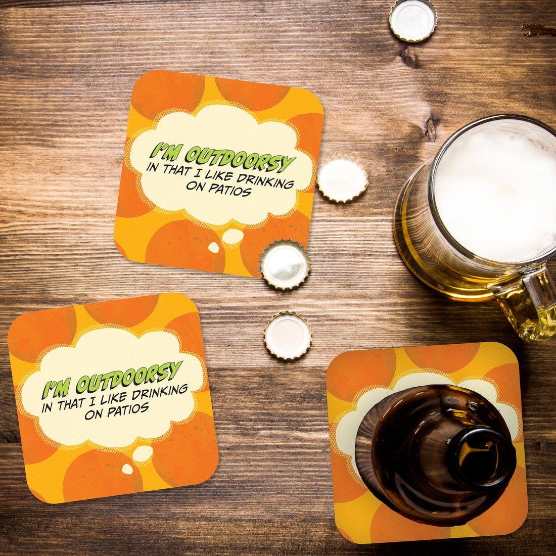 Coaster: Pop Life, I'm Outdoorsy in That I Like Drinking on Patios - Pack of 6
