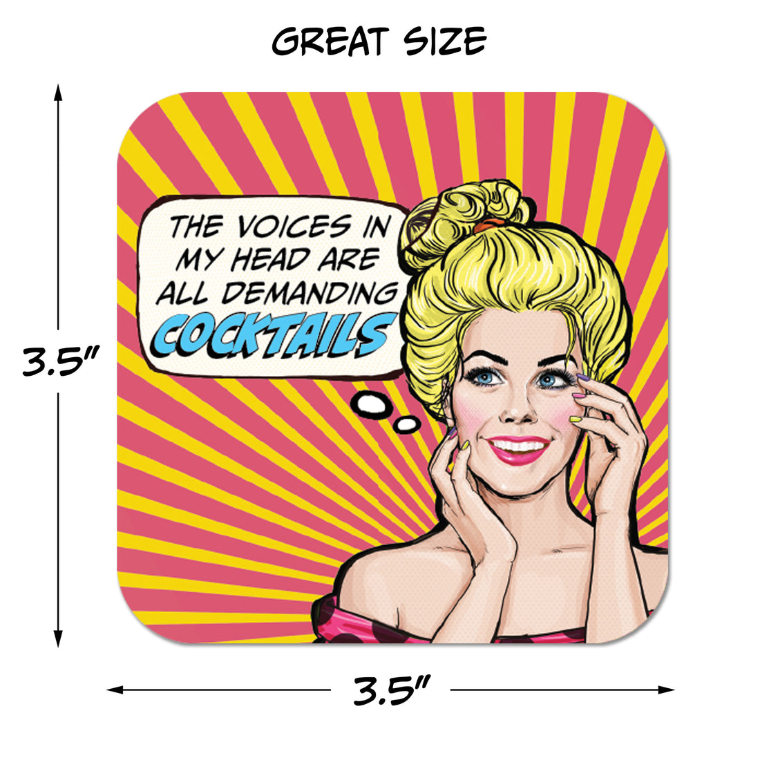 Coaster: Pop Life, The Voices in My Head Are All Demanding Cocktails - Pack of 6