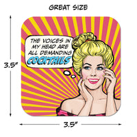 Coaster: Pop Life, The Voices in My Head Are All Demanding Cocktails - Pack of 6