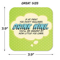 Coaster: Pop Life, If at First You Don't Succeed, Drink Wine - Pack of 6