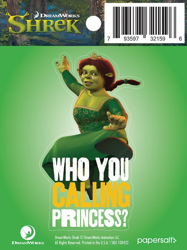 Sticker: Shrek, Fiona Who You Calling Princess? - Pack of 25