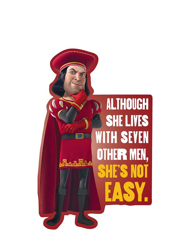Sticker: Shrek, Lord Farquaad She's Not Easy - Pack of 25