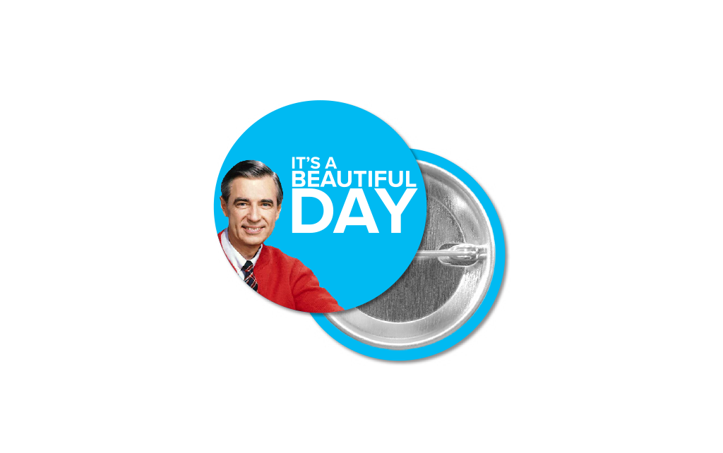 Button: Mister Rogers It's a Beautiful Day 1.25 - Pack of 48