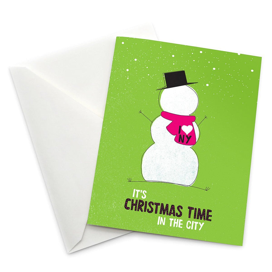 Greeting Card: New York City Christmas Snowman - Pack of 6