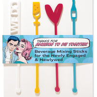 Stir Stick: Pop Life, Beverage Mixing Sticks for the Newlyweds - Pack of 6