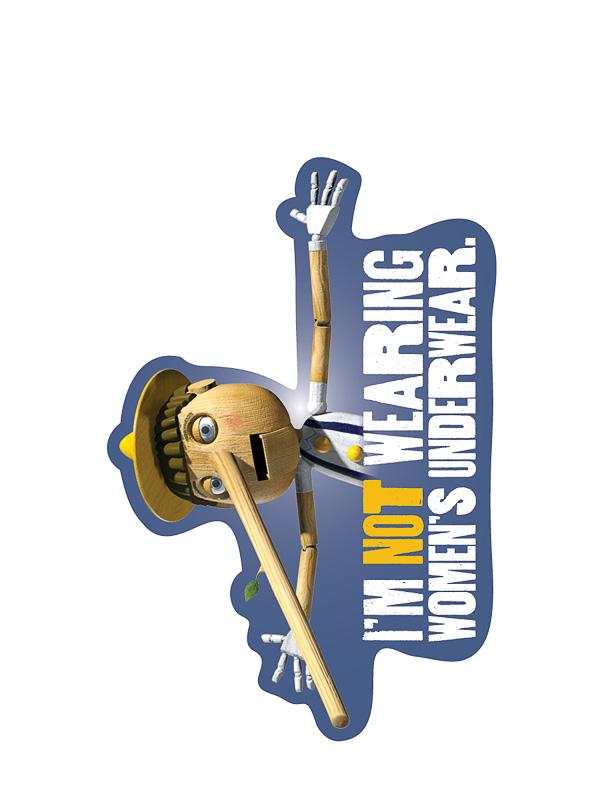 Sticker: Shrek, Pinocchio I'm NOT Wearing Women's Underwear - Pack of 25