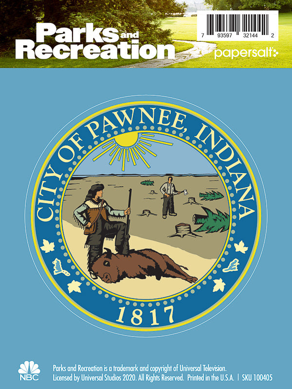 Sticker: Parks and Rec, City of Pawnee Logo - Pack of 25