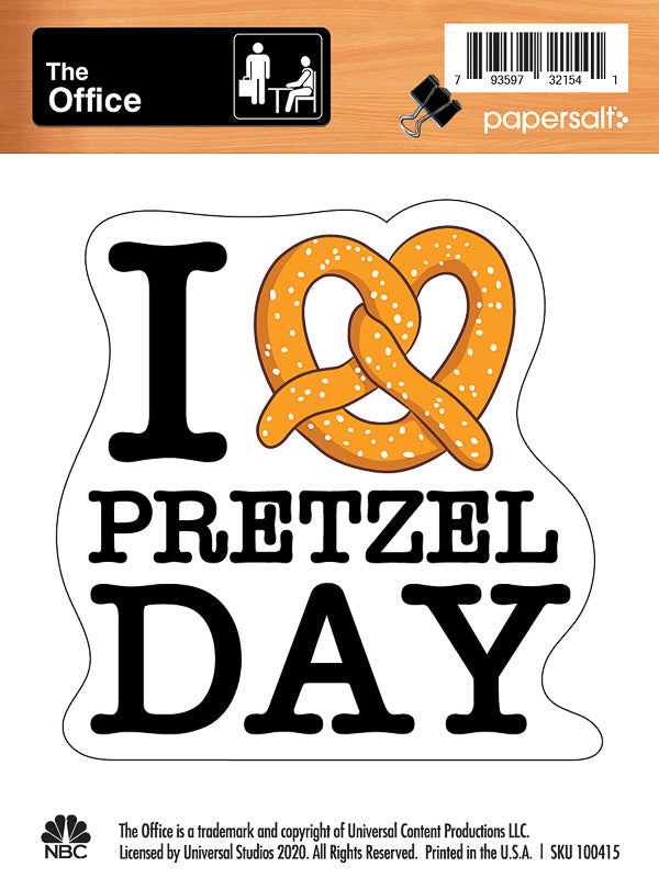 Sticker: The Office, I Love Pretzel Day - Pack of 25
