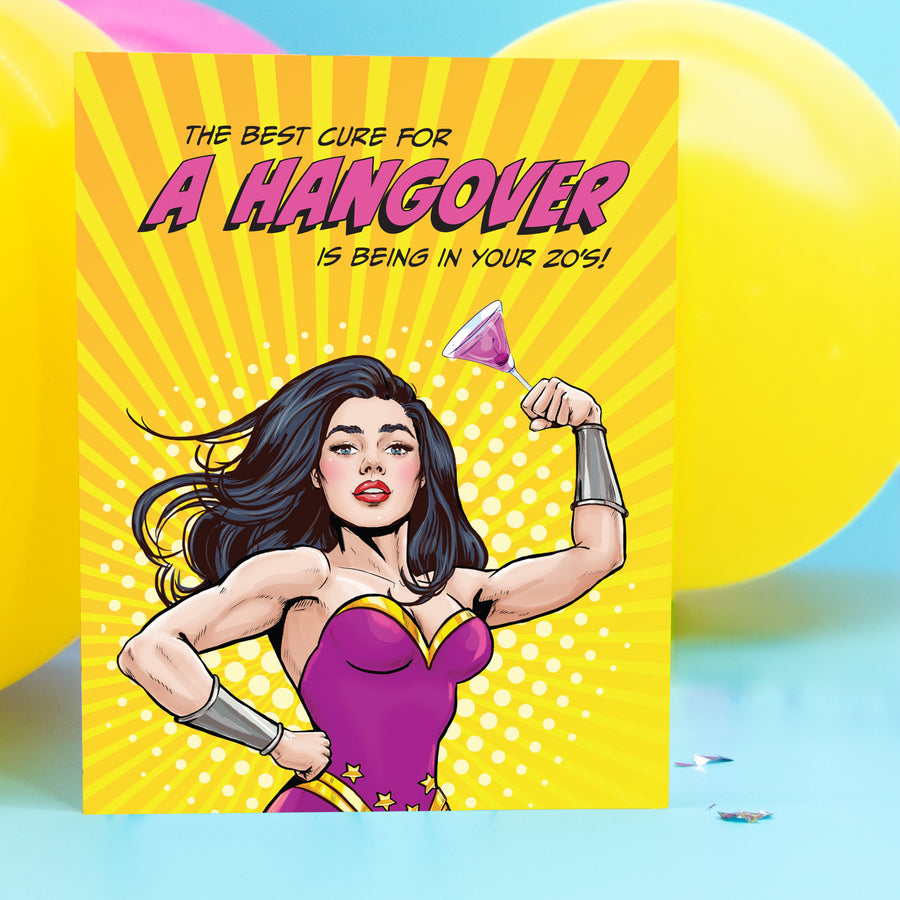 Greeting Card: Pop Life, The Best Cure for a Hangover is Being in Your 20s - Pack of 6