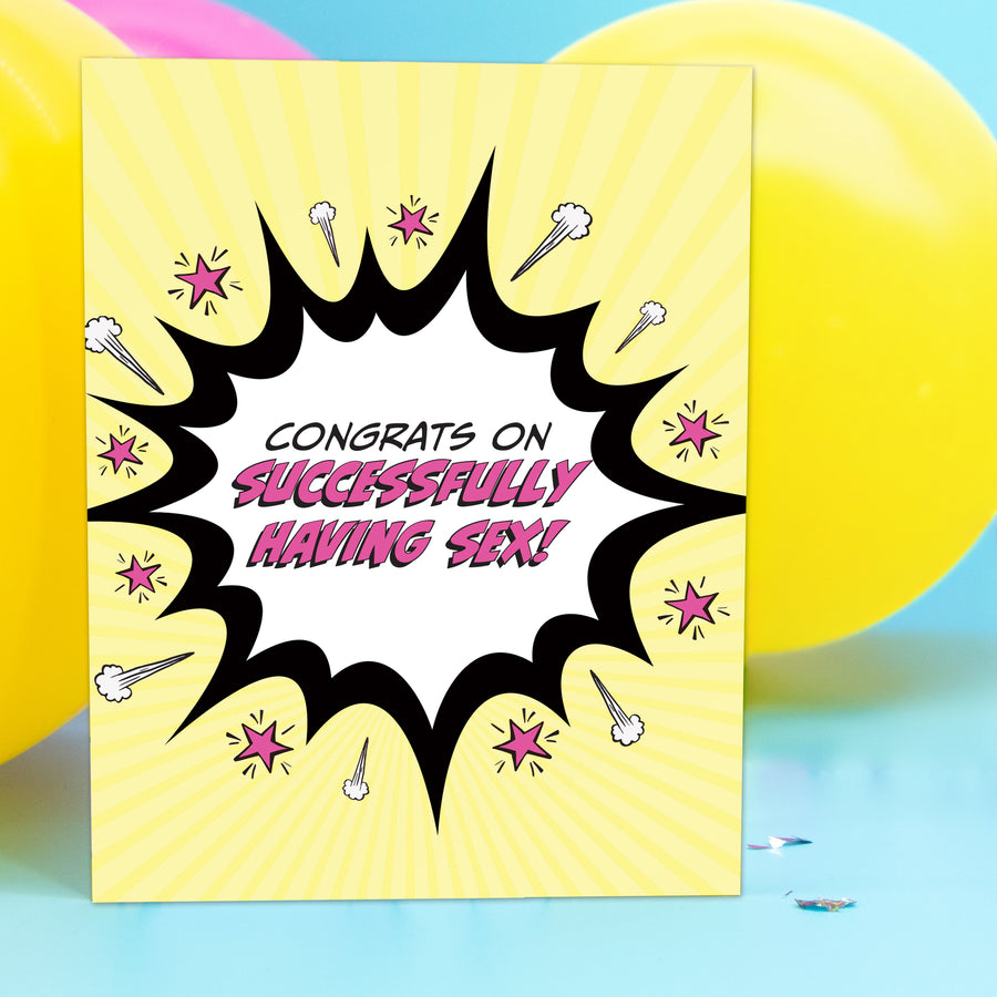 Greeting Card: Pop Life, Congrats on Successfully Having Sex - Pack of 6