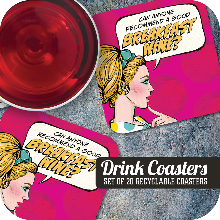 Coaster: Pop Life, Can Anyone Recommend a Good Breakfast Wine? - Pack of 6
