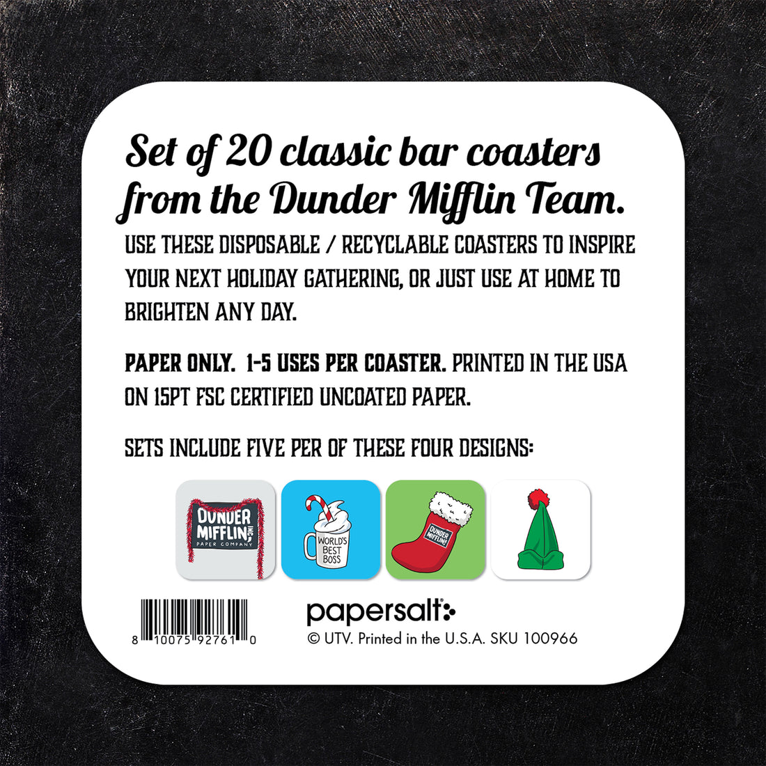 Coaster: The Office, The Office Holiday Coaster Set of 4 - Pack of 6