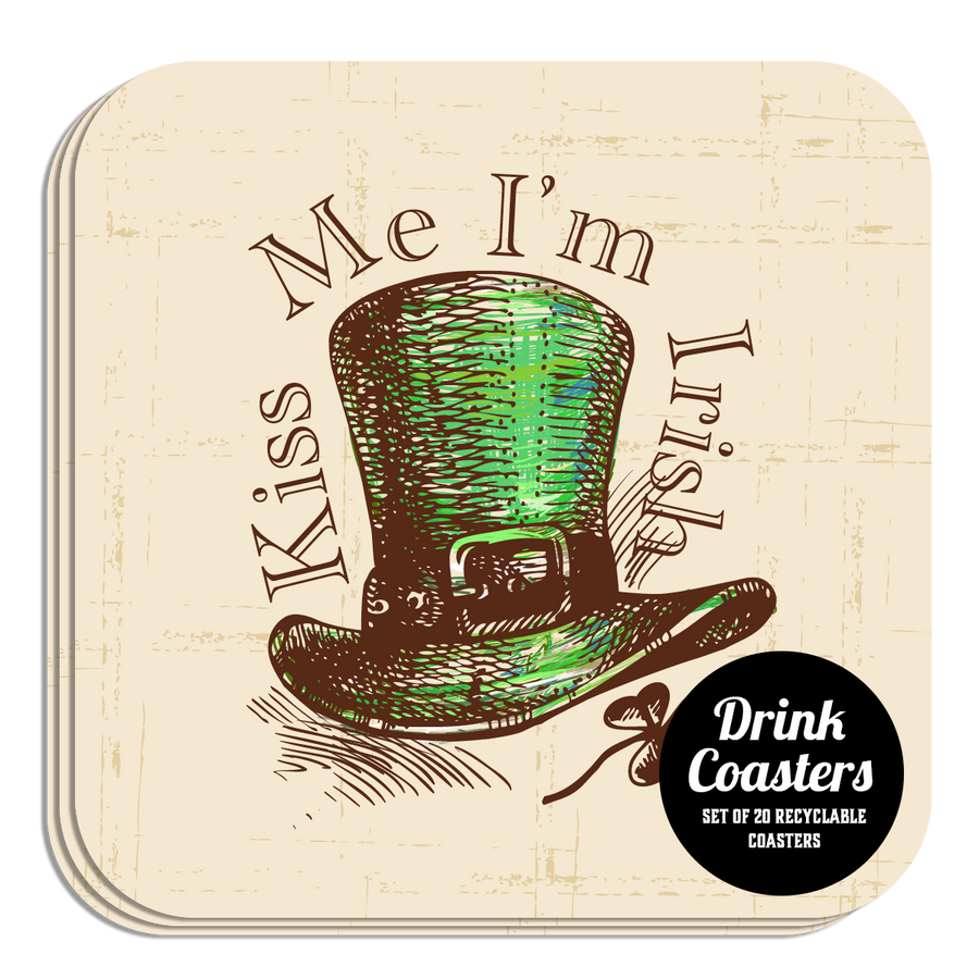 Coaster: Holiday, St. Patricks Kiss Me I'm Irish - Pack of 6
