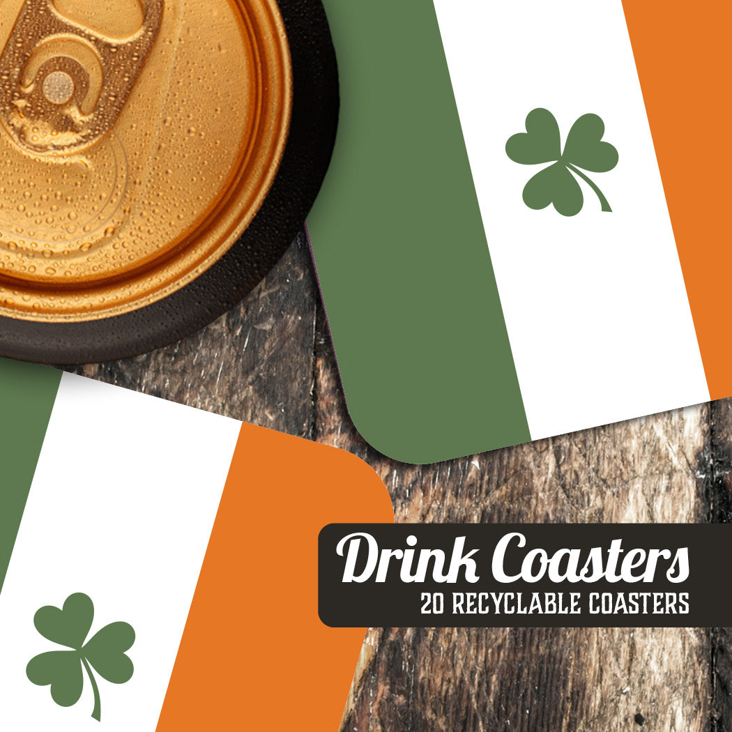 Coaster: Holiday, St. Patricks Irish Flag and Clover - Pack of 6