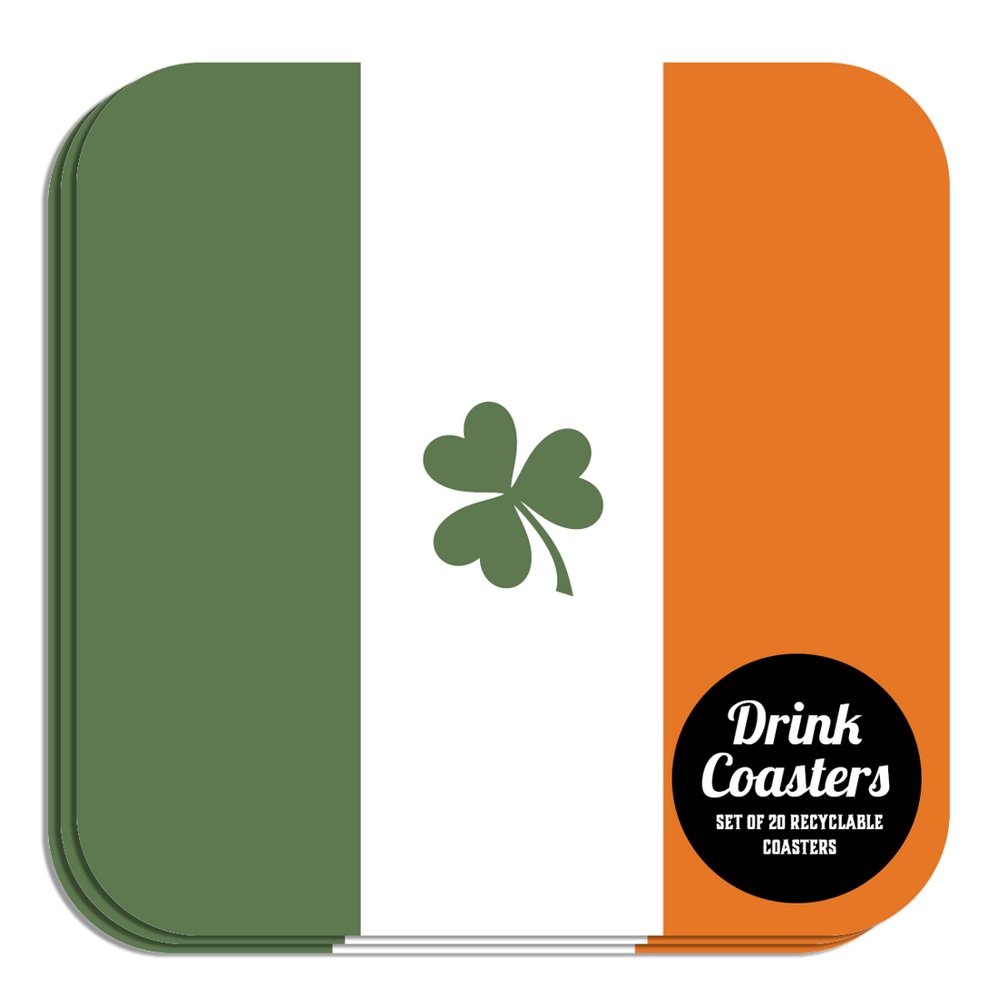 Coaster: Holiday, St. Patricks Irish Flag and Clover - Pack of 6