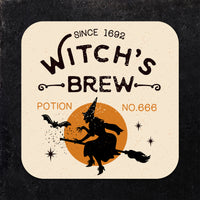 Coaster: Holiday, Halloween Witch Poison Bat Crow Set - Pack of 6