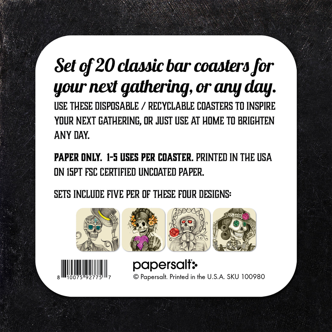Coaster: Holiday, Day of the Dead Skeletons - Pack of 6