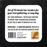 Coaster: Holiday, Thanksgiving Give Thanks - Pack of 6