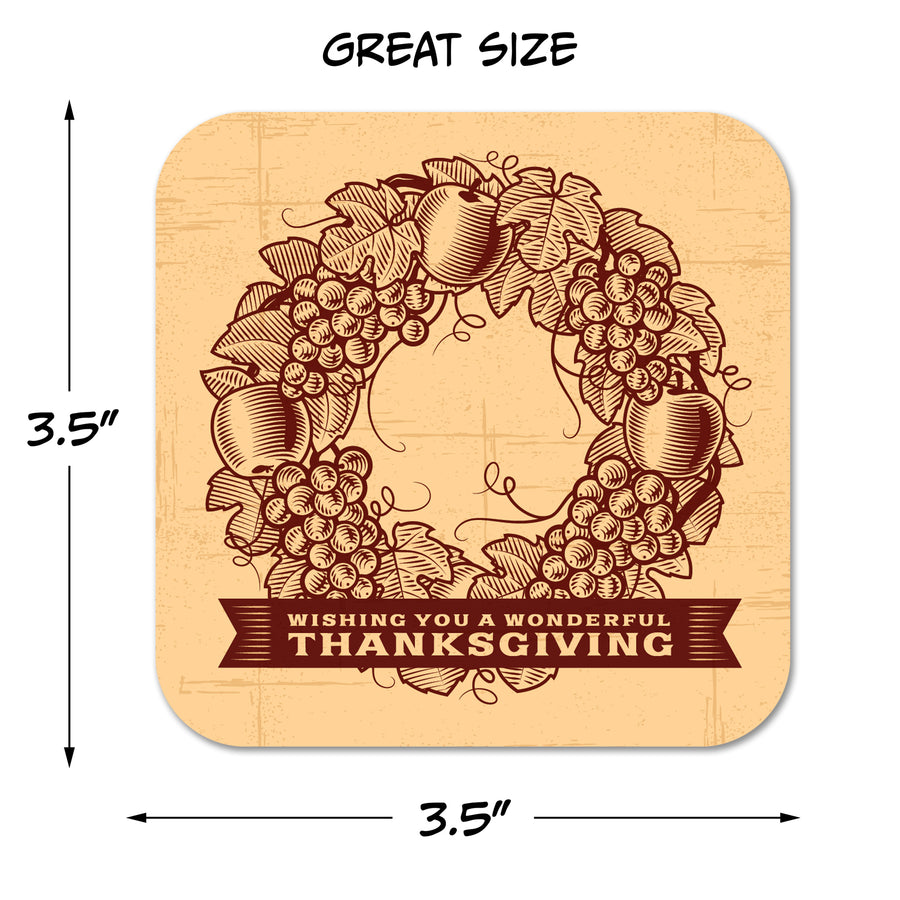 Coaster: Holiday, Thanksgiving Wishing You a Wonderful Thanksgiving - Pack of 6