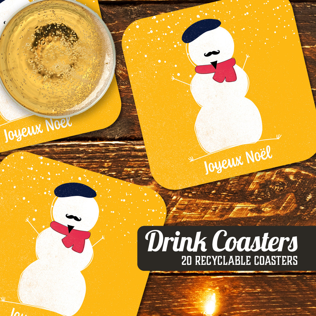 Coaster: Holiday, Christmas Joyeux Noel Snowman - Pack of 6