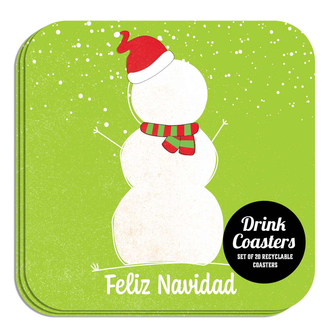 Coaster: Holiday, Christmas Feliz Navidad Snowman - Pack of 6