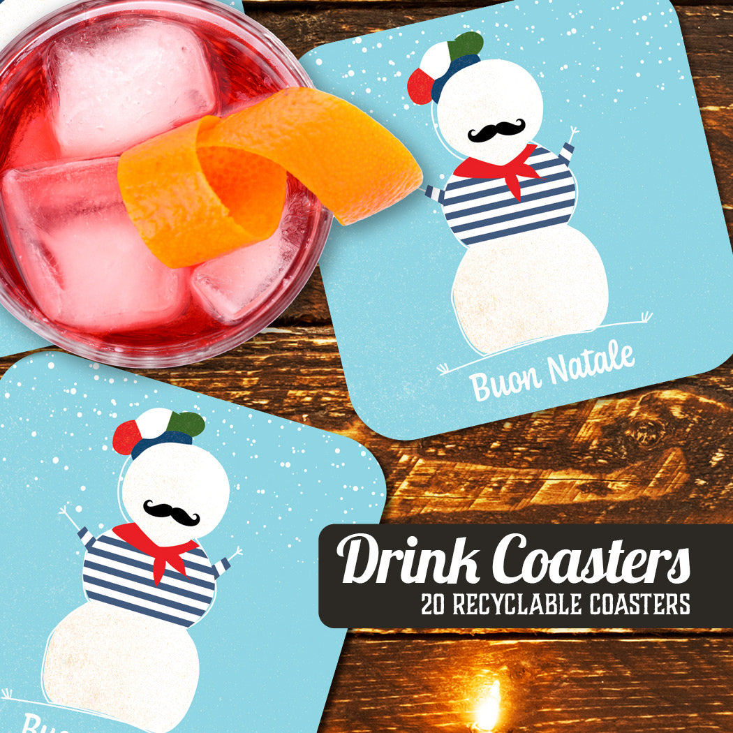 Coaster: Holiday, Christmas Buon Natale Snowman - Pack of 6