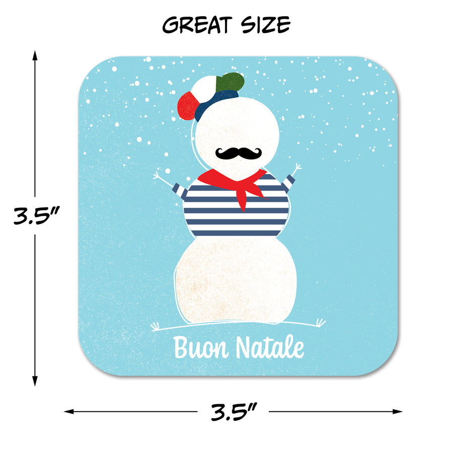 Coaster: Holiday, Christmas Buon Natale Snowman - Pack of 6