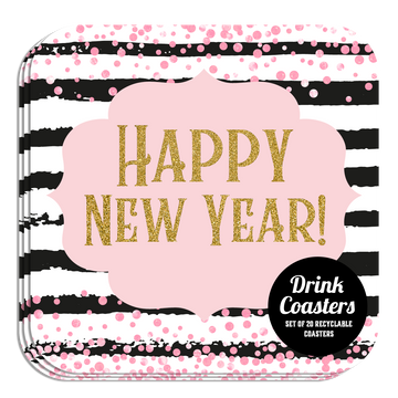Coaster: Holiday, New Years Eve Happy New Year! - Pack of 6