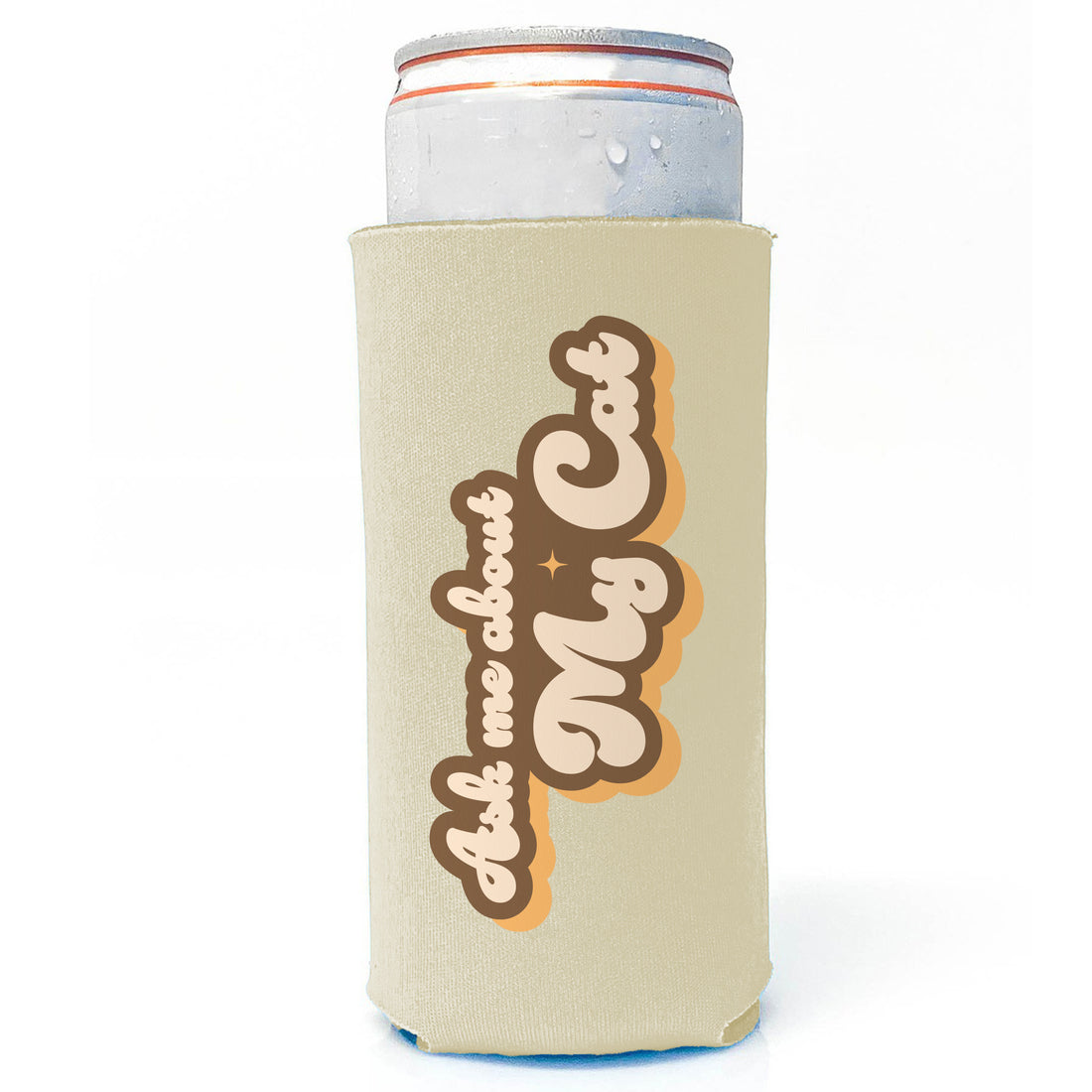 Slim Tall Koozie: Salty, Ask Me About My Cat - Pack of 6