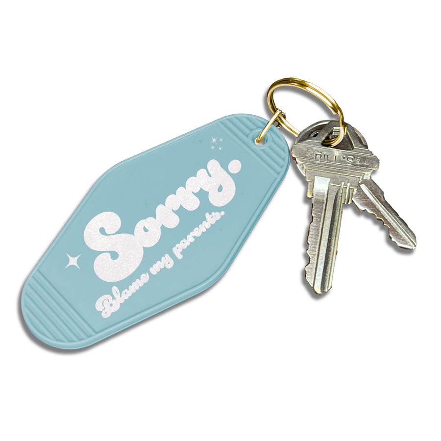 Keychain: Salty, Sorry. Blame My Parents. - Pack of 6