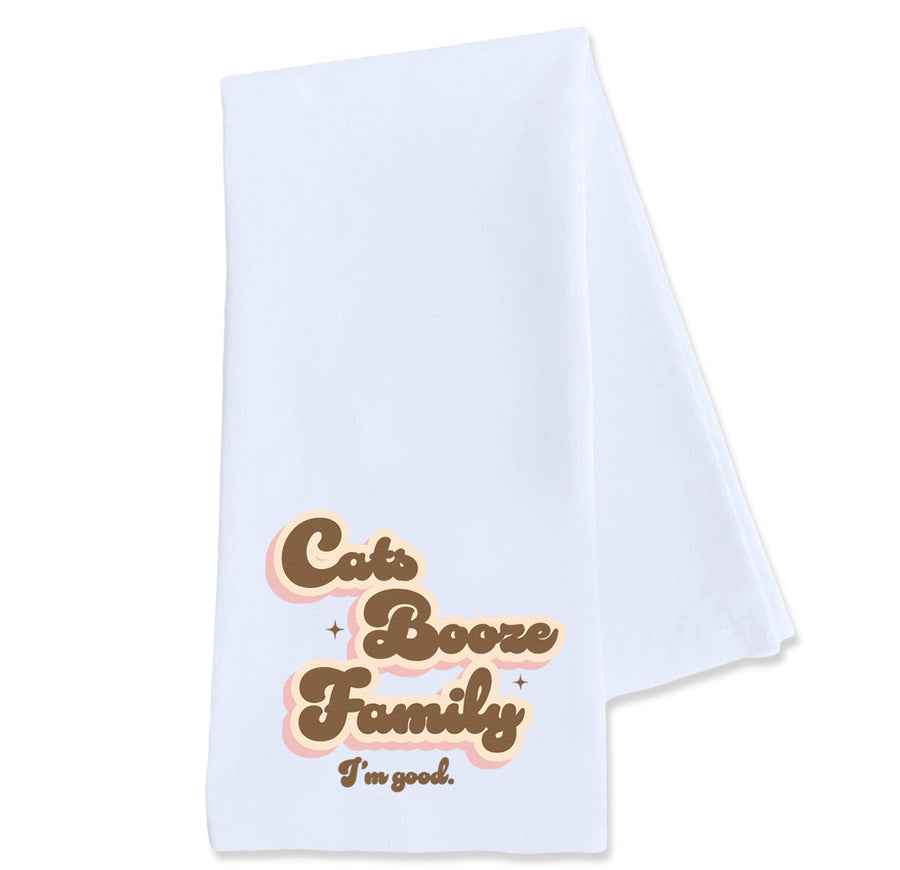 Tea Towel: Salty, Cats Booze Family - Pack of 6