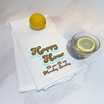 Tea Towel: Salty, Happy Hour 12am-12am - Pack of 6