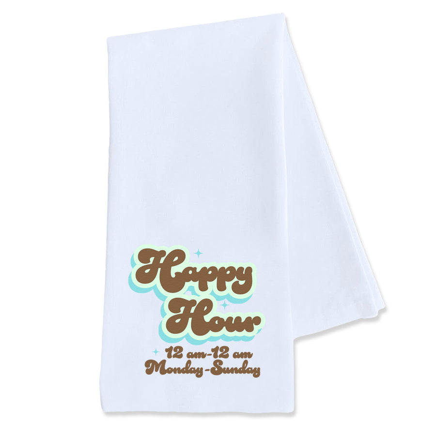 Tea Towel: Salty, Happy Hour 12am-12am - Pack of 6