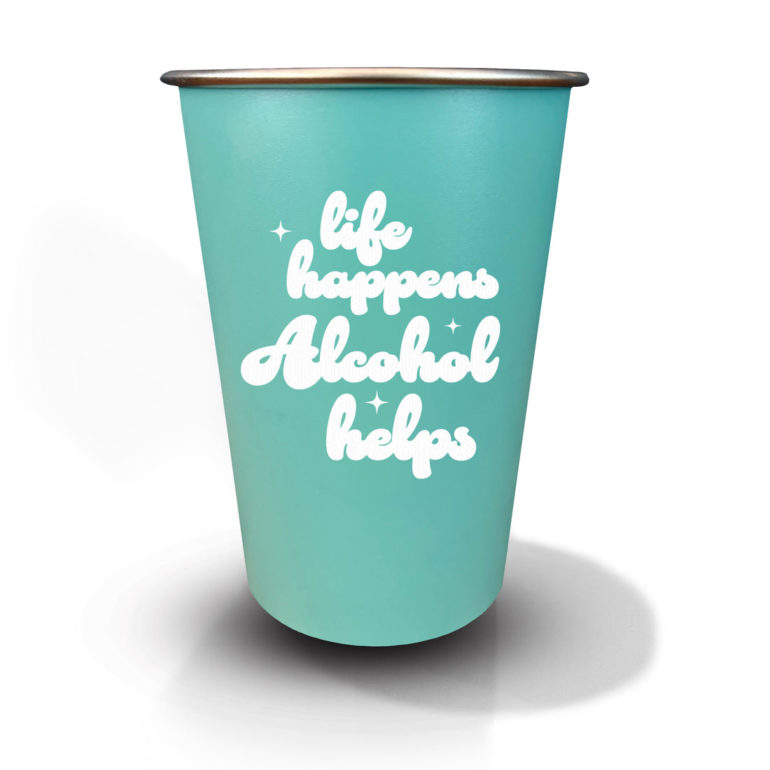 Pint Glass: Salty, Life Happens. Alcohol Helps. - Pack of 6
